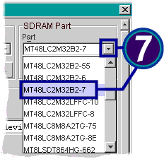 Select Micron 64Mbit, x32 SDRAM.